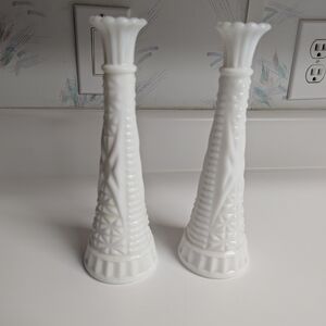 Elegant White Glass Vases